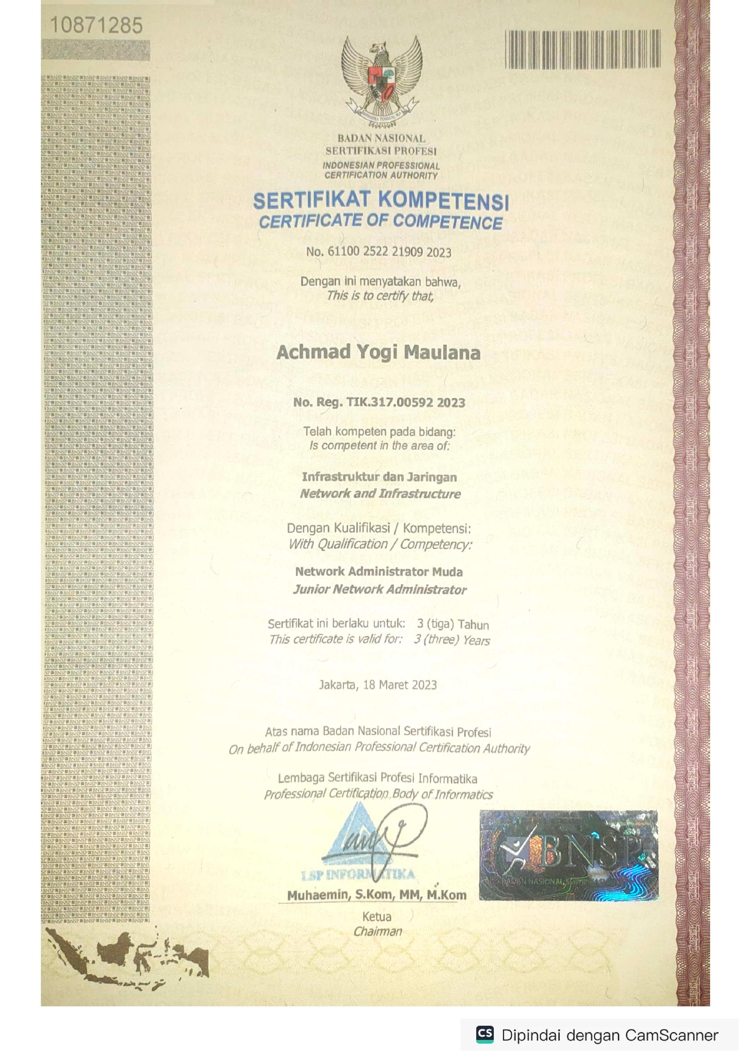 Sertifikasi Uji Kompetensi — Junior Network Administrator